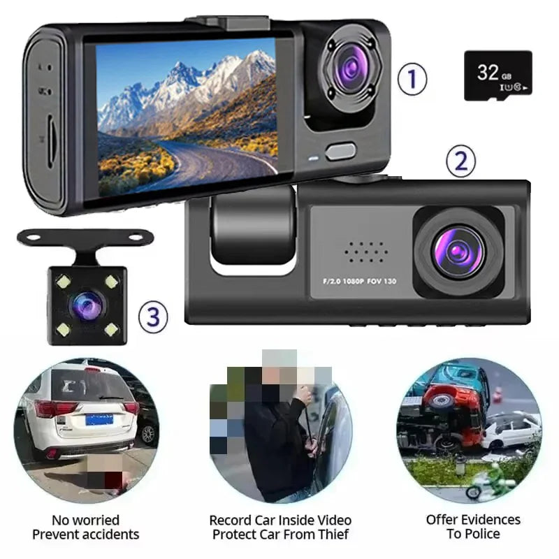 1080P Front & Rear Dash Cam with Night Vision