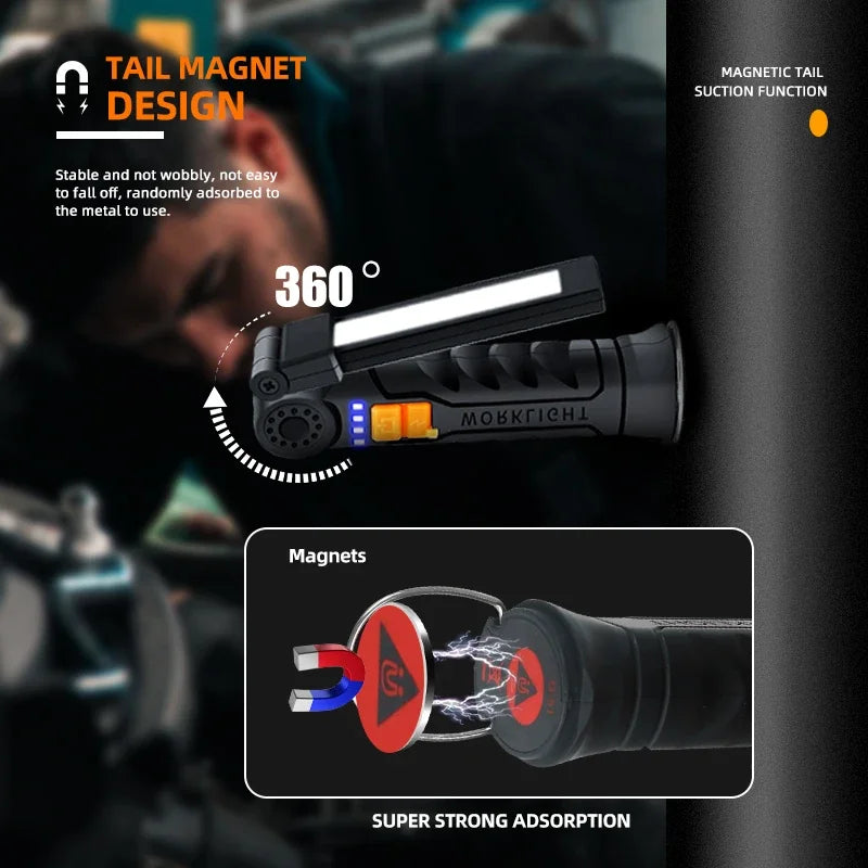 Rechargeable COB LED Work Light & Emergency Flashlight