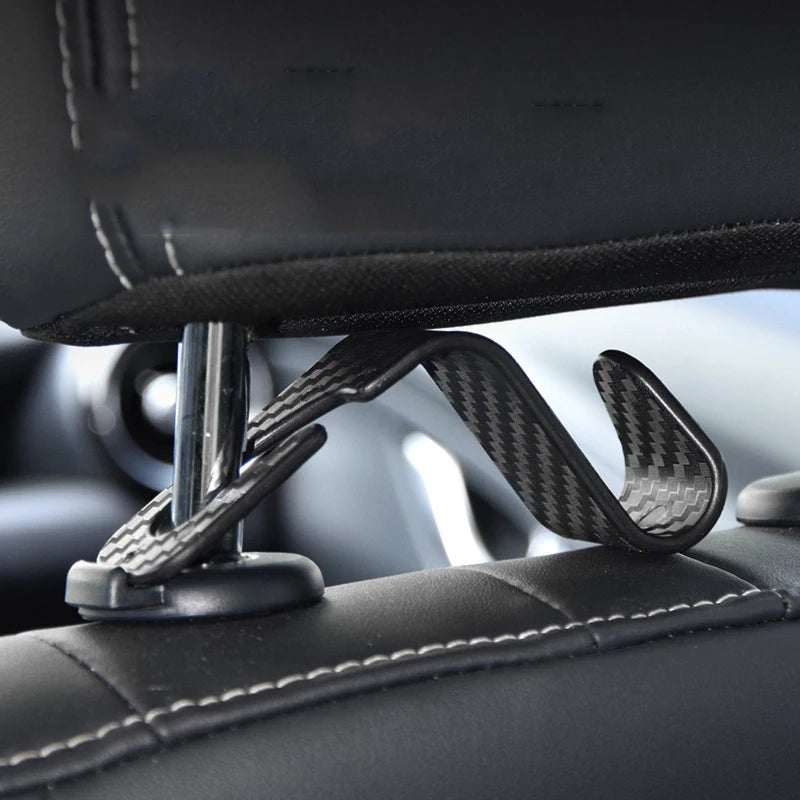Universal carbon fiber car headrest hooks
