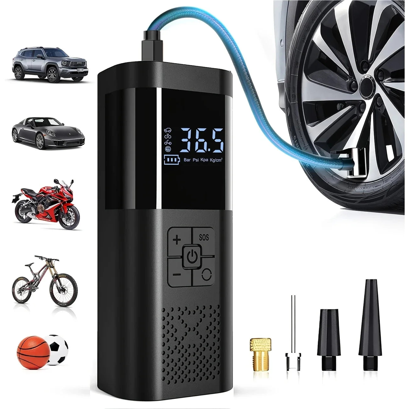 Portable Digital Tire Inflator - Fast Air Compressor for Cars, Bikes & More