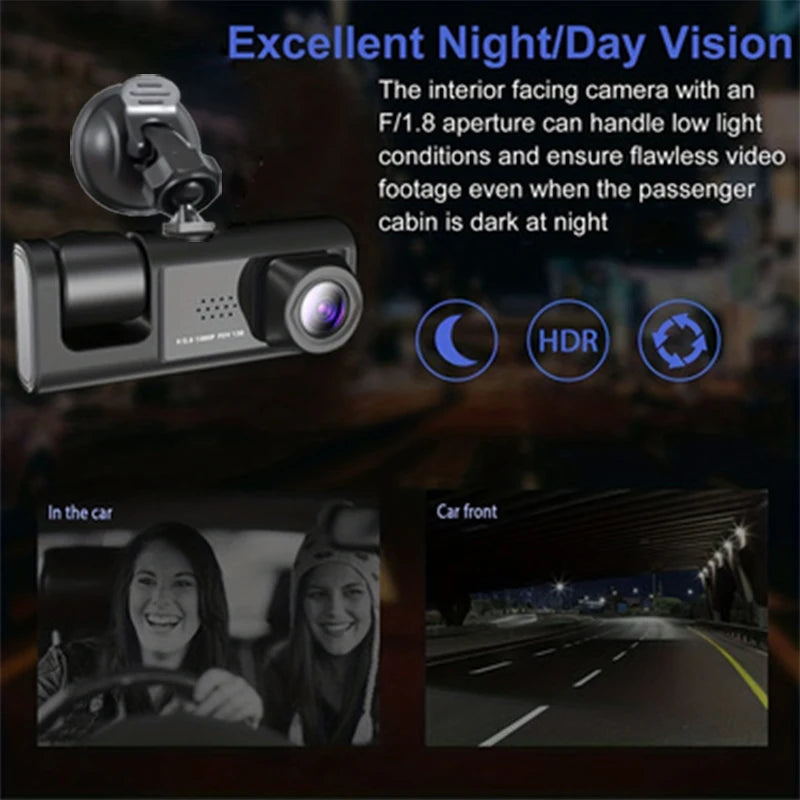 1080P Front & Rear Dash Cam with Night Vision