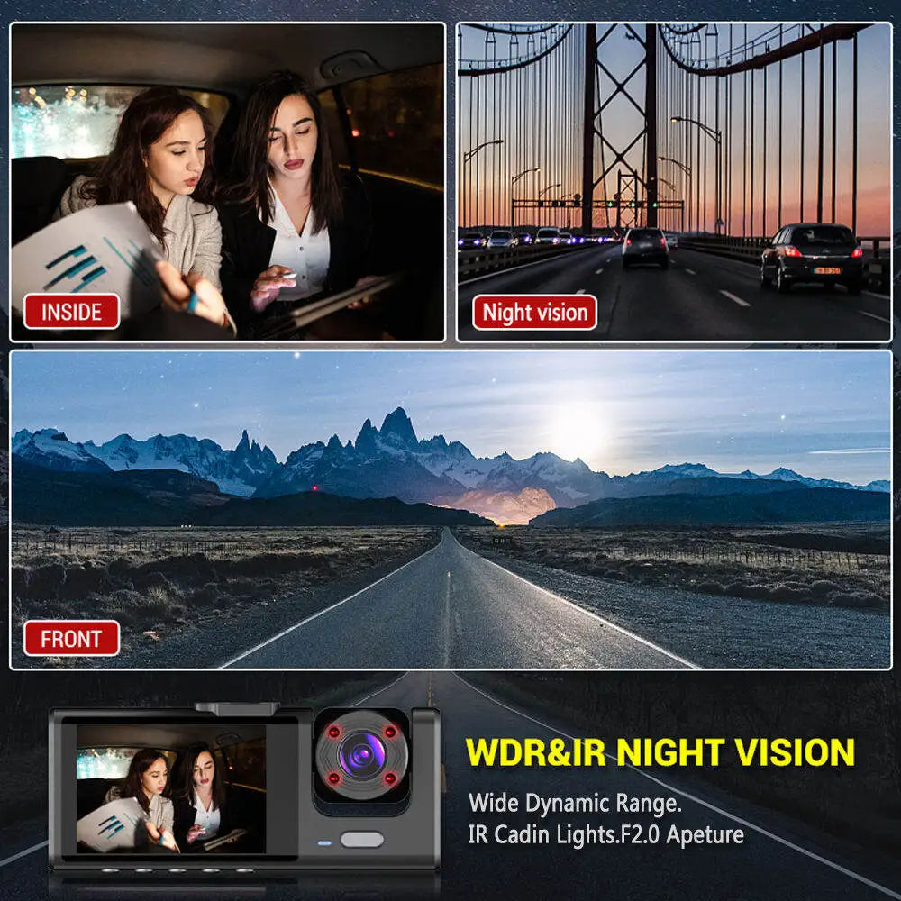1080P Front & Rear Dash Cam with Night Vision