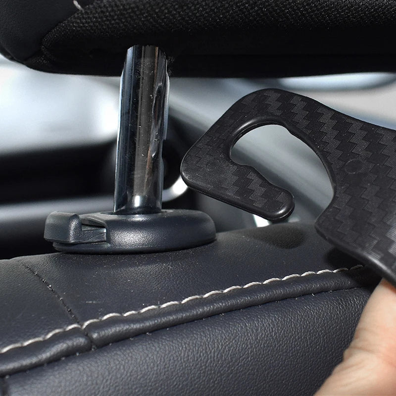 Universal carbon fiber car headrest hooks