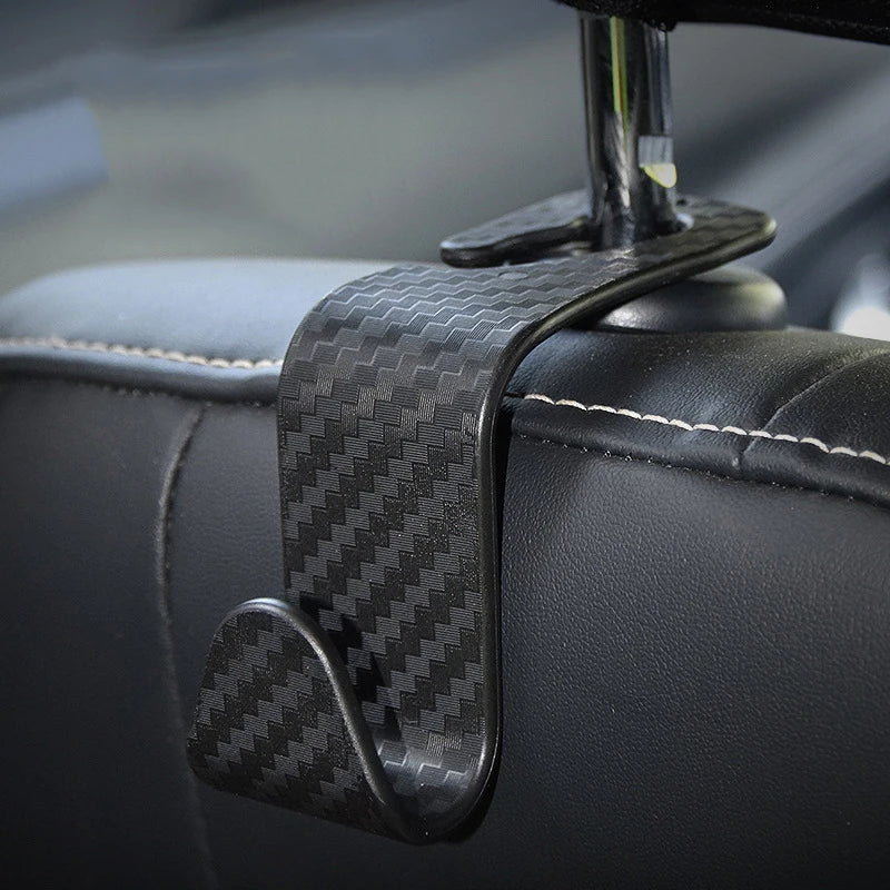 Universal carbon fiber car headrest hooks