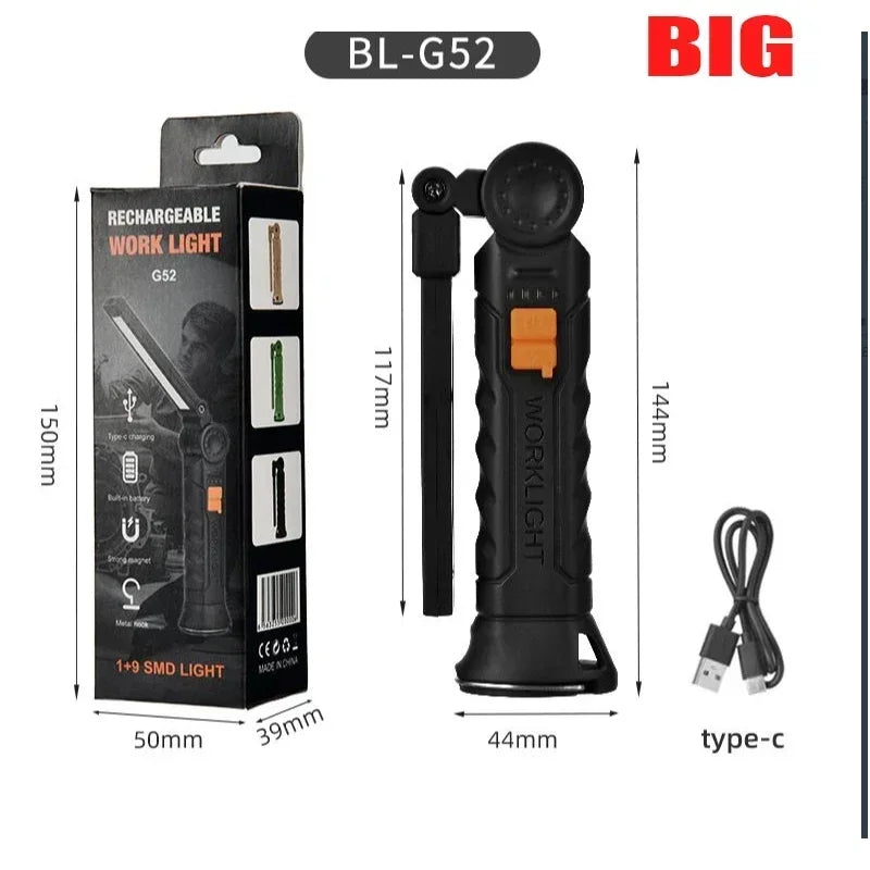 Rechargeable COB LED Work Light & Emergency Flashlight