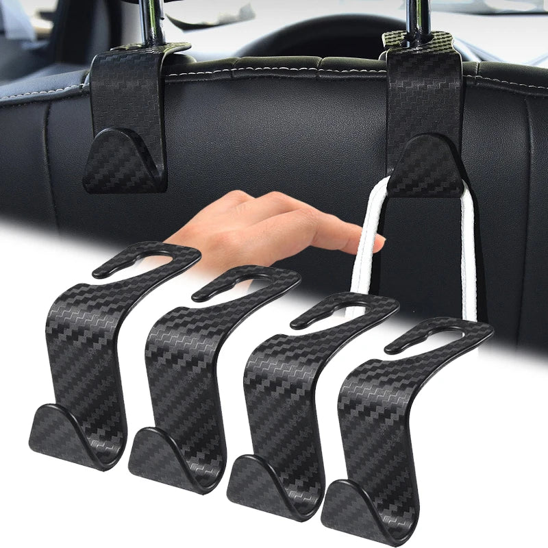 Universal carbon fiber car headrest hooks