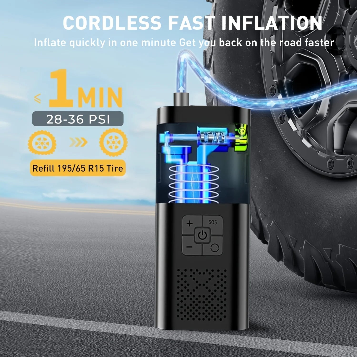 Portable Digital Tire Inflator - Fast Air Compressor for Cars, Bikes & More
